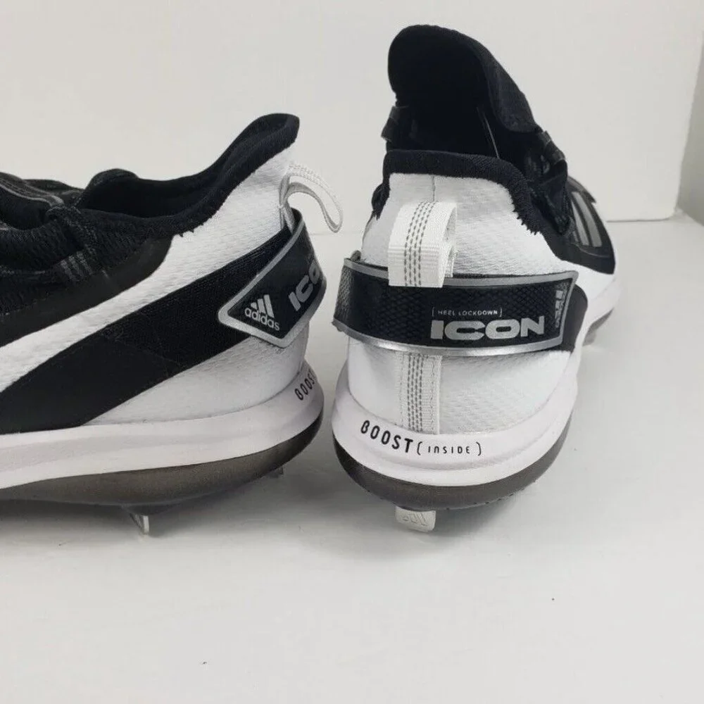 Men's FY4178 Adidas Icon 7 Boost Metal Baseball Cleats Size 12.5 Black & White - Picture 8 of 10